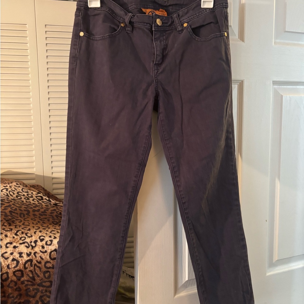 Tory Burch Women's Straight Leg Jeans - Dark Gray